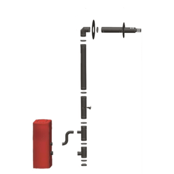 Kit Ventouse Universel Ø 80/130 Complet (Sortie Façade) Poêle à Granulés Raccordement Derrière