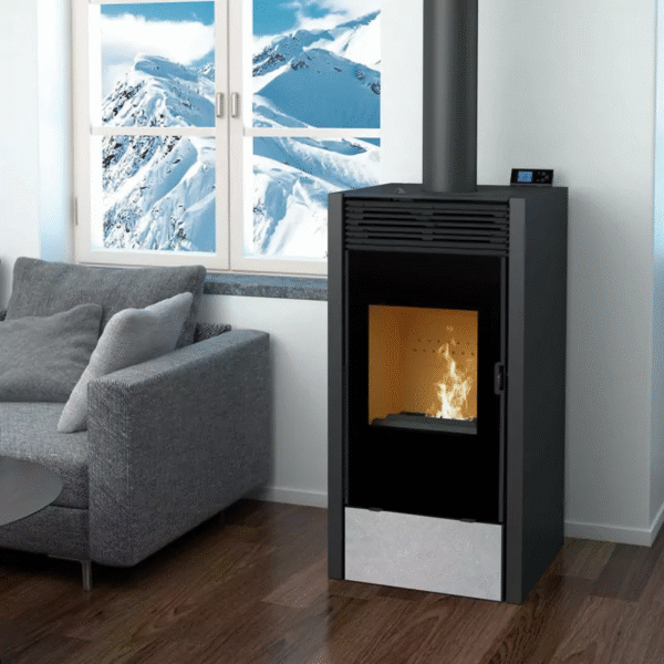 Poêle mixte bois et granulés BiWood vitre sérigraphiée – 11,2 Kw