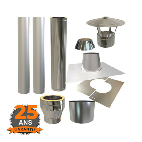 Premium kit Veranda toit plat avec plaque de toit en aluminium 0 ° sortie de poêle extérieure 150 mm INOX
