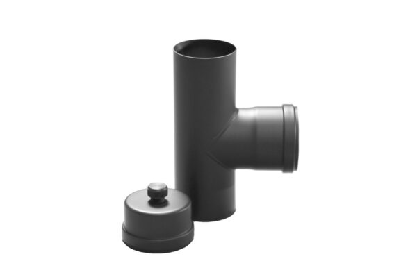 Té 90° avec bouchon pour poêles à granules de bois pellets ø 100mm