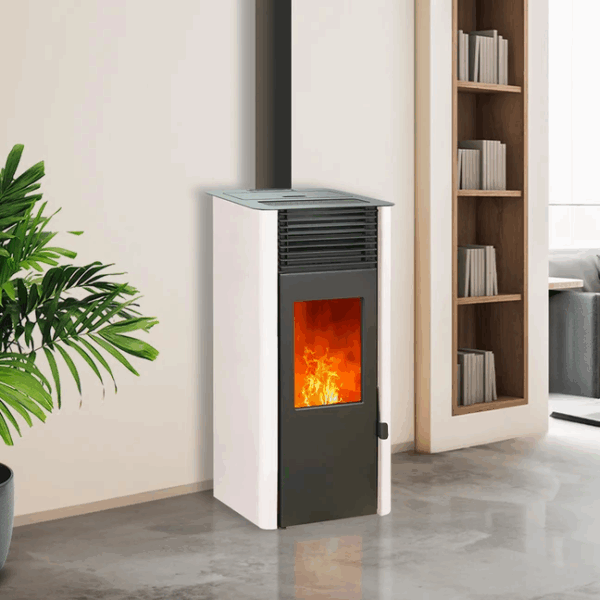 Poêle à granulés Etanche Connecté – EMAFLAM REVA Blanc – 8.2 kW