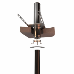 CONDUIT DE FINITION PLAFOND AVEC ROSACES HAUT 470MM INOX ISOLEE 100/150 INT 316 EXT 304 NOIR
