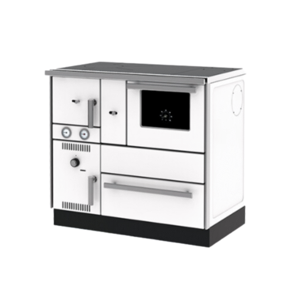 Cuisinière à bois Alfa 85 G Eco Sortie droite blanc 8kW