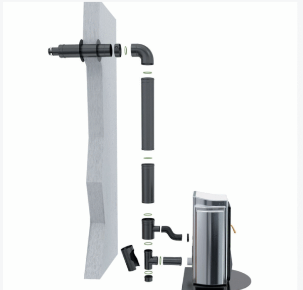 TEN Kit façade Bioten 80/125 départ arrière pour poêles à granulés
