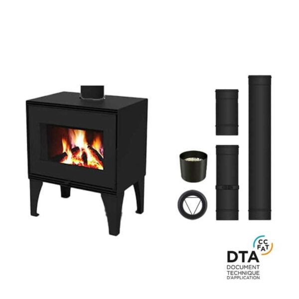Pack poêle à bois Lugano – Option Ventilation – Sortie dessus