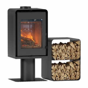 Poêle à bois Domino avec pied et module 2 étages 7.5kW