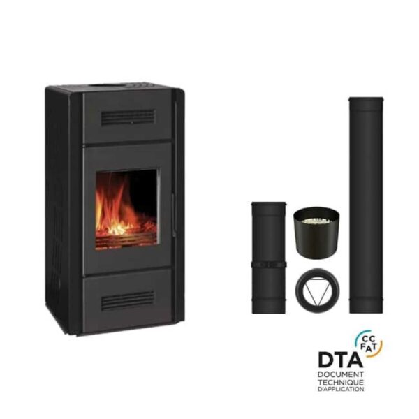 Pack poêle à bois Romana Option ventilateur Sortie dessus 8kW