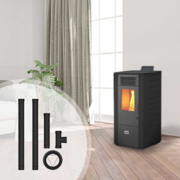 Pack poêle à granulés canalisable Nonza + Kit d’installation sortie arrière 10kW