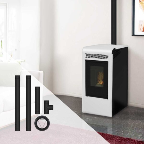 Pack poêle à granulés canalisable Vulcano + Kit d’installation sortie arrière 15kW