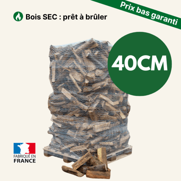 Bois de chauffage 40 cm Sec ballot sur palette 2 m³ – 1,85 stère