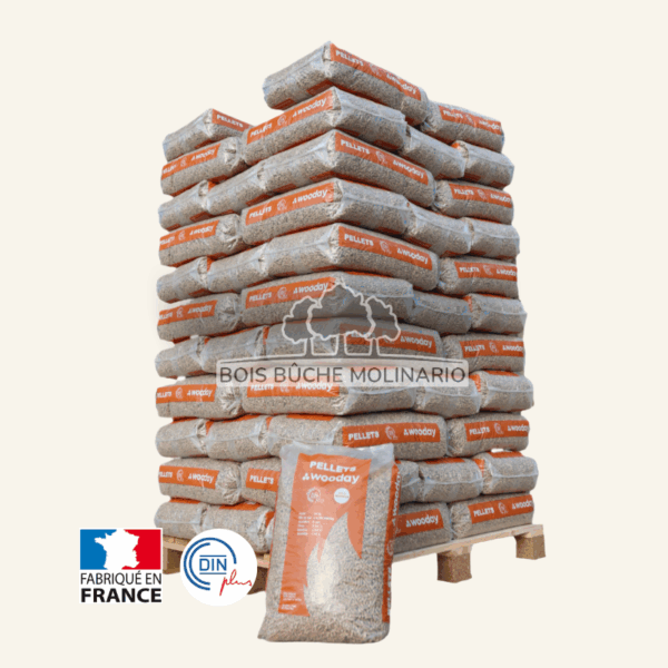 Granulés de bois Wooday – Palette de 65 sacs de 15kg